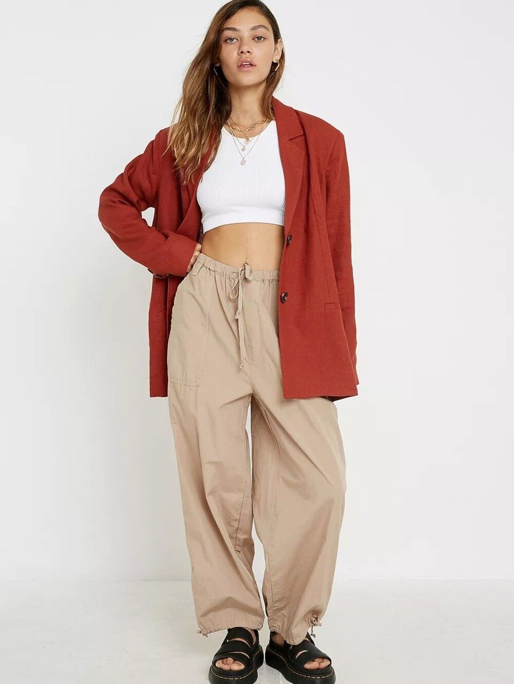 Urban Outfitters Terra-Cotta Linen Blend Oversized Relaxed Fit Blazer Jacket L